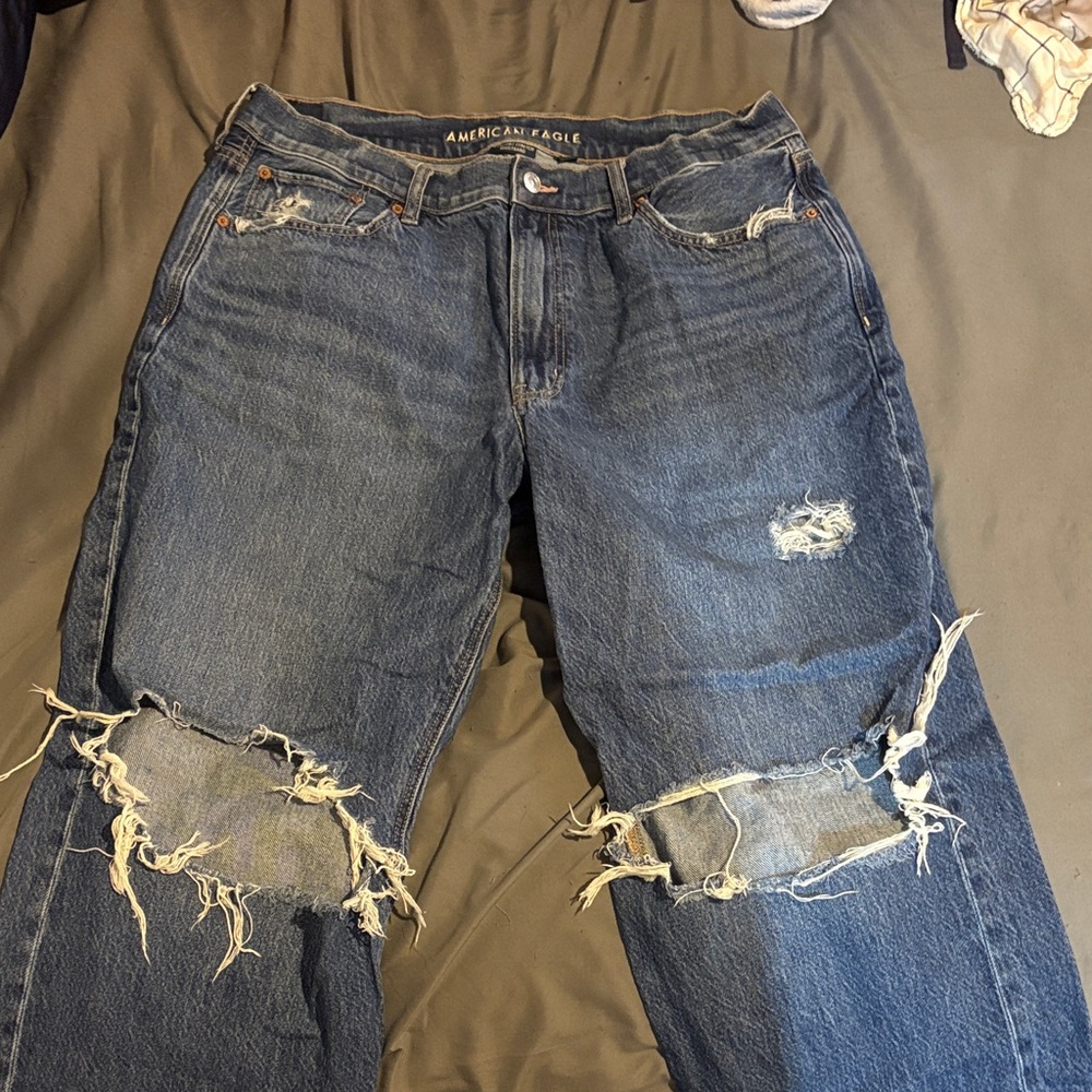 American Eagle Outfitters Ripped Dark Blue Boyfriend Jeans